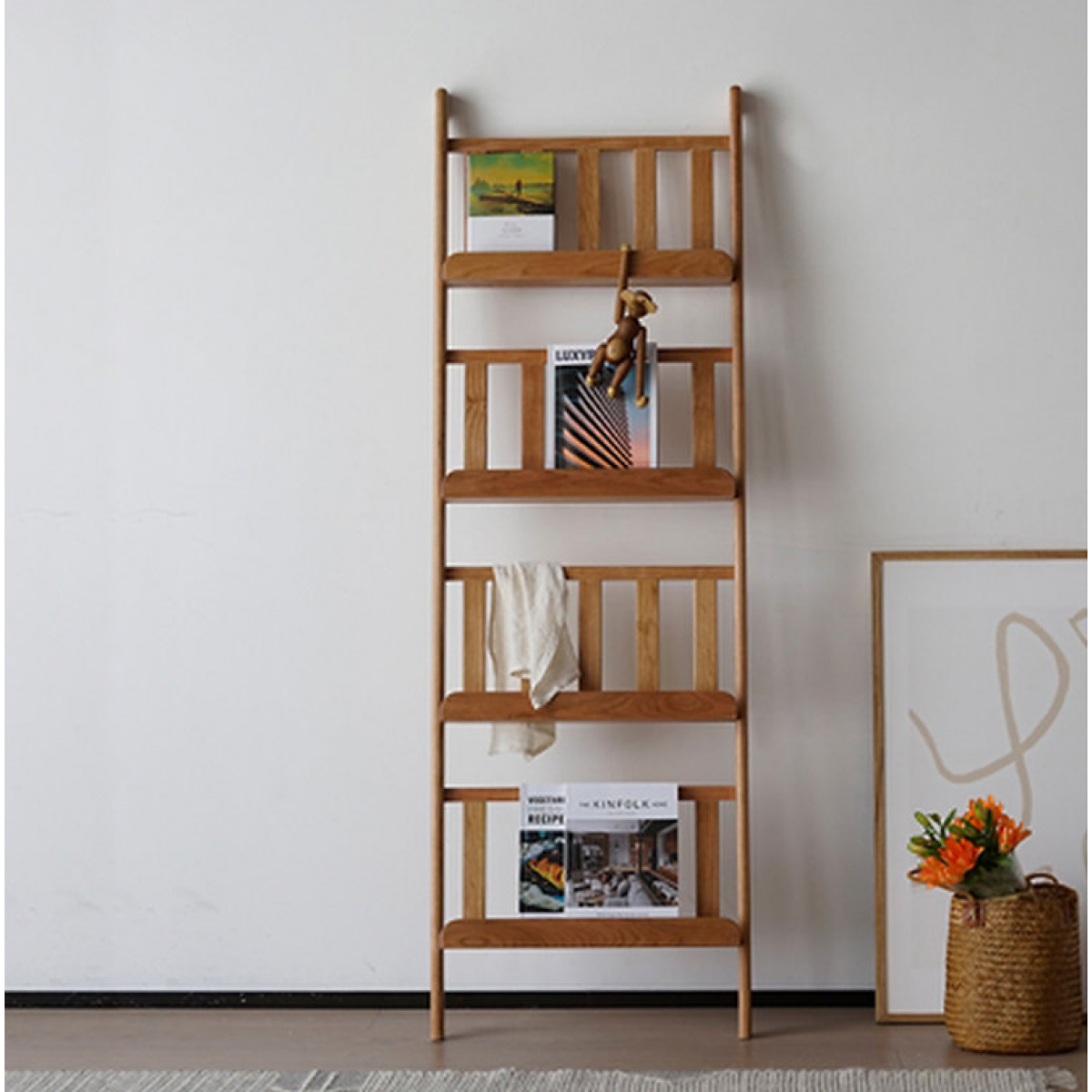 Fuurn AC8008 實木雜誌書架 (天然櫻桃色)